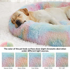 WESTERN HOME WH Calming Dog & Cat Donut Cuddler, Anti-Anxiety Warming Cozy Soft Round Bed, Fluffy Faux Fur Plush Cushion for Small Medium Dogs and Cats