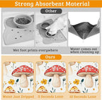 Pet Feeding Mat,Mushroom Absorbent Dog Cat Food Mat Flowers Dog Mat with Rubber Backing,Non-Slip Water Bowl Placemat,Pet Supplies 16" x 24"