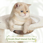 Yaheetech 54in Rattan Cat Tree, Modern Tower with Breathable Woven Condo, Scratching Posts & Washable Cushions, Naturally Cool in Summer, Cute Furniture for Indoor Cats