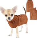 Dog Sweaters for Small Dogs Winter Dog Clothes for Chihuahua Yorkie Warm Puppy Sweater Knitted Pet Clothes Cute Doggy Cat Outfit for Thanksgiving (Brown, X-Small)