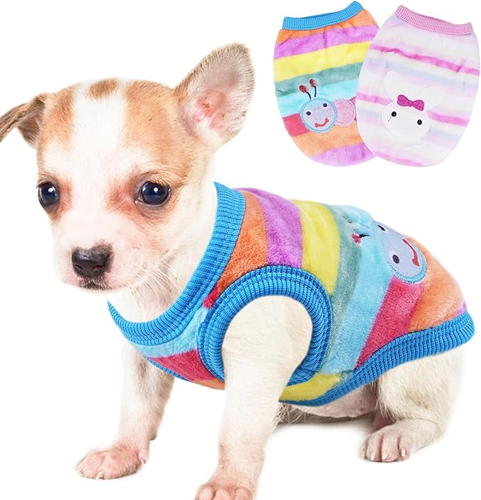2 Pieces XXS Chihuahua Cute Small Dog Puppy Winter Extra Small Dachshund Sweater Fleece Pet Clothing