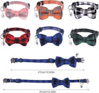 DragonflyDreams 6 PCS Cat Collars with Bow Tie and Bell,Cat Collars Plaid,Breakaway Adjustable Cat Bow Tie Collars,Cute Bow Tie Suitable for Kittens Or Certain Puppies