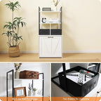DWANTON Litter Box Enclosure with 2 Storage Shelves and 2 Drawers, 2-in-1 Hidden Cat Litter Box Enclosure Furniture with Shelf, Reversible Entrance, Washable Drawers, 50-Inch, White