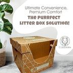 Cats Desire Litter Box - Disposable Litter Boxes for Cats (3 pcs) - Top/Low Entry & Enclosed Box - Teal on Natural Brown, Partially Recycled Cardboard, 17" L x 17" W x 15.25" H
