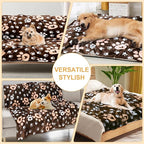 Dog Blankets 3 Pack for Large Medium Pet Cat, Soft Fuzzy Washable Blanket, 41 x 31 inch, Dog Blanket for Dogs Kennels & Beds, Sofas, Furniture, Gifts Puppy Essentials, Black/Brown/Gray