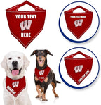 NCAA Wisconsin Badgers Personalized Tie Bandana for Dogs & Cats, Size Large/X-Large. Custom Dog Bandana Scarf Bib for Pet Cat Dog. The Ultimate Game-Day & Party Customizable Bandana