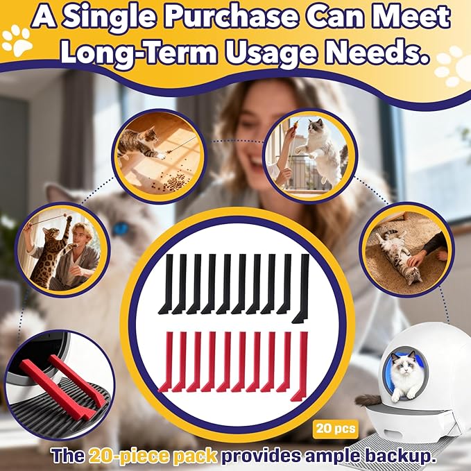 20 Packs Foams Compatible with Els Pet Litter Box, Precise Cut Seal Cat Litter Self Cleaning Replacement Part to Prevent Litter Spillage, Red & Black