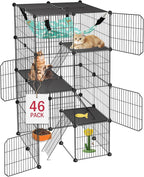 Cat Cage, 4-Tier DIY Cat Enclosures Catio, Cat Playpen Indoor & Outdoor with Hammock, Detachable Metal Wire Kennel Cats Crate, 2x2x4 Exercise Place for 1-3 Cats/Kitten