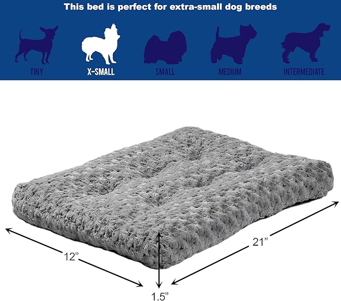 MidWest Homes for Pets XS QuietTime Deluxe Gray Ombré Swirl Plush Pet Bed, Machine Washable, Non-Skid Bottom, Soft Crate Mat for 22-inch Crates