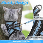 rabbitgoo Cat Harness and Leash Set for Walking Escape Proof, Adjustable Soft Kittens Vest with Reflective Strip for Cats, Comfortable Outdoor Vest, Light Blue, L