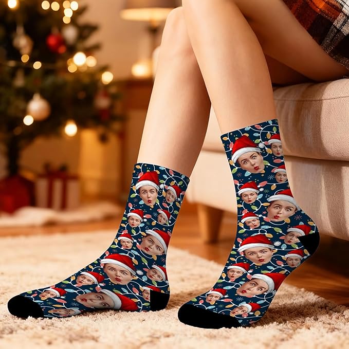 Artsadd Personalized Pajamas with Faces for Women Men Custom Christmas Pajamas Gifts for Family Couple, Funny Photo Pjs