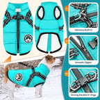 PETCARE Winter Dog Coat with Harness Built in Waterproof Dog Jackets Warm Pet Fleece Vest Windproof Snow Jacket Snowsuit Reflective Dogs Cold Weather Coats for Puppy Small Medium Large Dogs Cats