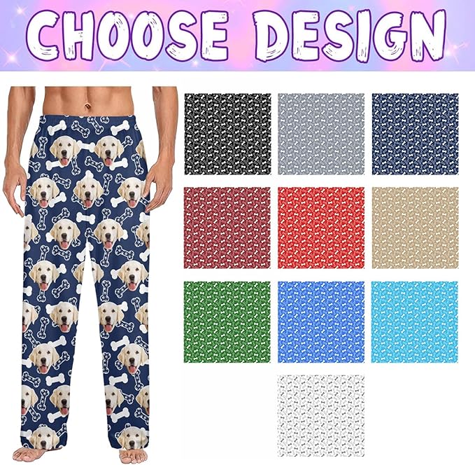 Custom Couple Pajama Pants Sock with Funny Face, Personalized PJ Anniversary Birthday Women Men Pants
