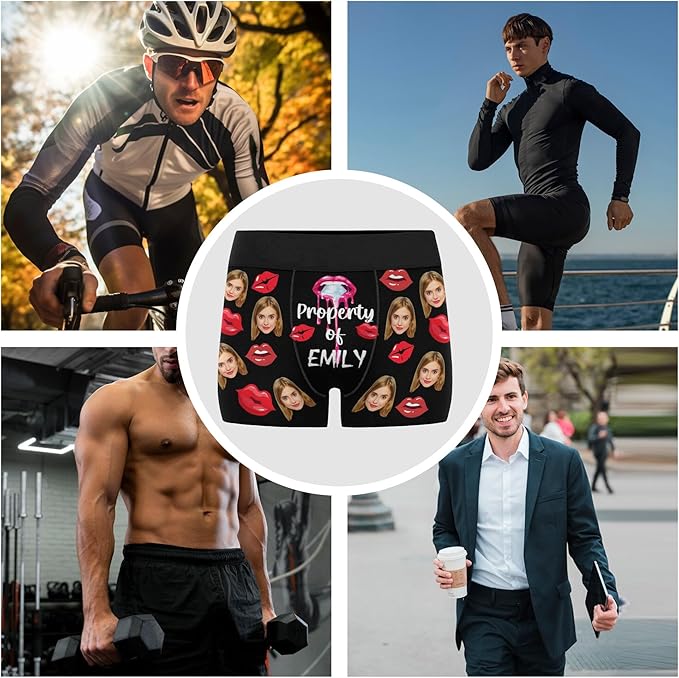 M YESCUSTOM Custom Faces Funny Short Briefs Gift for Husband Underwear