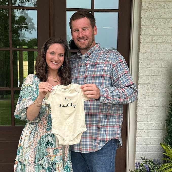 COUPLEHOODIES Personalized Baby Onesie Bodysuit – Custom Embroidery Gift for Pregnancy Reveal Baby Shower or First Grandchild