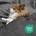 Waterproof Dog Blanket for Large Dogs - Reversible Washable Pet Blanket, Soft Sherpa Fleece Furniture Protector, Cat Throw Bed Couch, Grey, 60"x80"