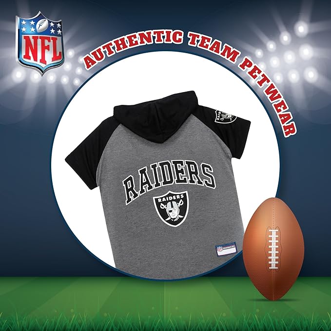 Pets First NFL Oakland Raiders Hoodie for Dogs & Cats. | NFL Football Licensed Dog Hoody Tee Shirt, Small| Sports Hoody T-Shirt for Pets | Licensed Sporty Dog Shirt