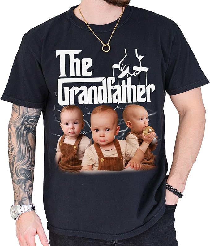 Custom Dad Shirt Personalized Picture T-Shirt for Men for New Dad Daddy Gift for Grandpa
