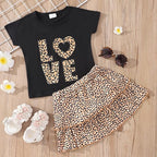 Akyzic Little Girl Skirt Outfit Two Piece Spring Summer Outfit Butterfly Dress Cat Print Skirt Toddler Girl Outfit Set