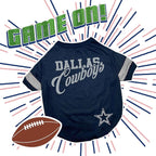 Pets First NFL Dallas Cowboys Dog & Cat T-Shirt, Small. Football Pet Shirt with Team Name & Logo, Striped Sleeves, Poly-cotton Material, Machine Washable