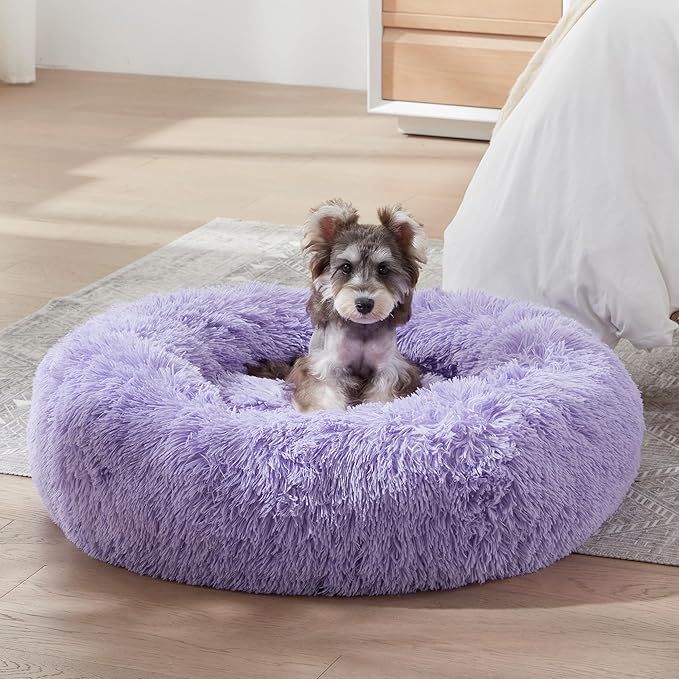 WESTERN HOME WH Calming Dog Bed & Cat Bed, Anti-Anxiety Donut Dog Cuddler Bed, Warming Cozy Soft Dog Round Bed, Dog Cat Cushion Bed for Small Medium Dogs and Cats