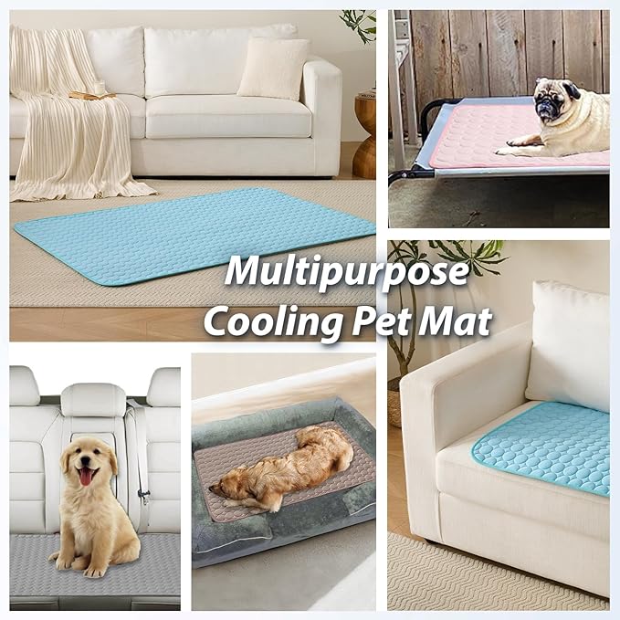 MICROCOSMOS Summer Cooling Mat & Sleeping Pad- Water Absorption Top, Easy Carry, EZ Clean, Materials Safe. Keep Cooling for Pets, Kids and Adults.(Navy Blue, 40" x 28")