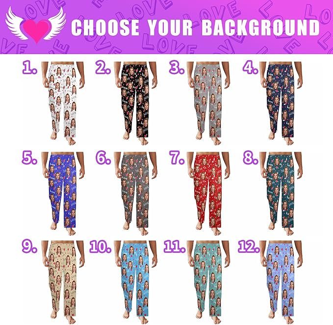Artsadd Personalized Christmas Pajama Pants Socks for Men Custom Photo Pajama Bottoms for Men S-XXL