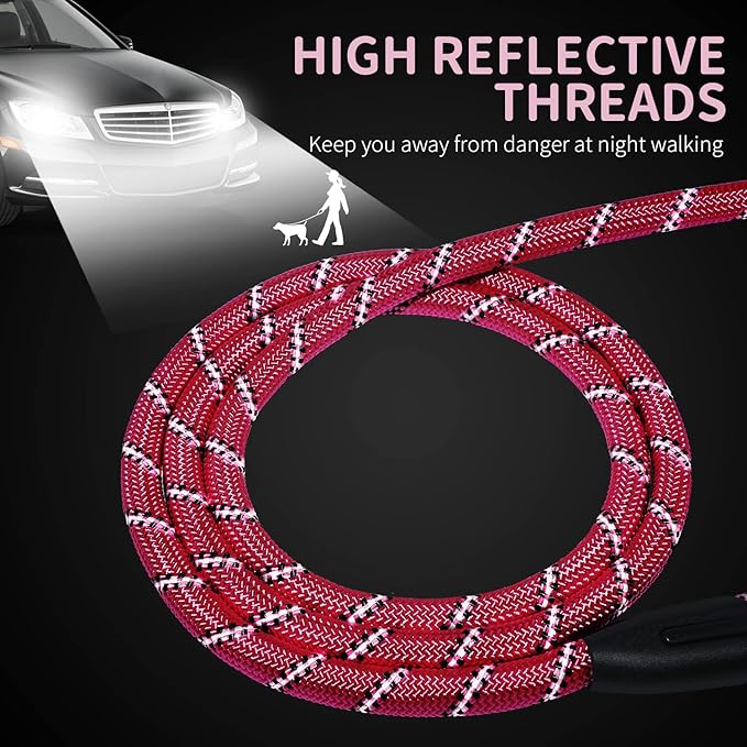 Long Dog Leash for Training 20Ft-Reflective Nylon Rope with Swivel Hook-Recall Agility Lead for Large Small Medium Dogs Outside Walking Hiking-Pink