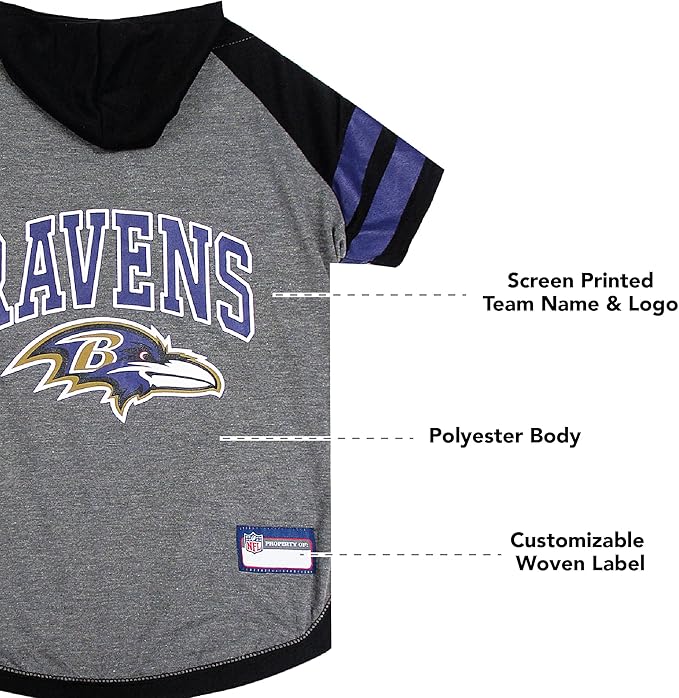 Pets First Hoodie for Dogs & Cats. NFL Football Licensed Dog Hoody Tee Shirt, Small. Sports Hoody T-Shirt for Pets. Licensed Sporty Dog Shirt