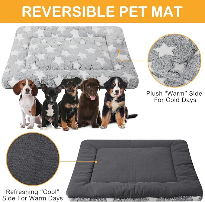 VitalCozy 4 Pcs Dog Crate Pads, Ultra Soft Warm Washable Anti-Slip Kennel Bed Mat for Pets, Reversible, Replaceable, Cozy Cage Liner for Small Medium Large Dogs and Cats(24 x 36 x 1.6 Inch,Gray)