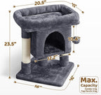 Yaheetech 23.5in Cat Tree Tower, Cat Condo with Sisal-Covered Scratching Posts, Cat House Activity Center Furniture for Kittens, Cats and Pets - Dark Gray