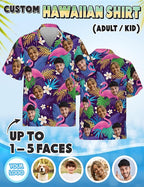 Custom Hawaiian Shirt with Face Photo Picture for Men Women Kids Youth Adult, Tropical Personalized Hawaiian Shirts Gift
