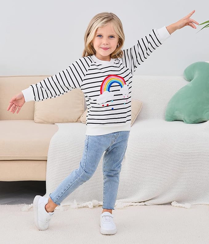 RETSUGO Toddler Baby Girls Sweatshirts Casual Pullover Crewneck Winter Long Sleeve Tops Shirts Clothes 3T-8T