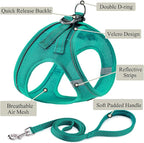Dog Harness with Leash Set, No Pull Adjustable Reflective Step-in Puppy Pet Vest Harnesses for Small Medium Large Dogs and Cats,Forest Green S