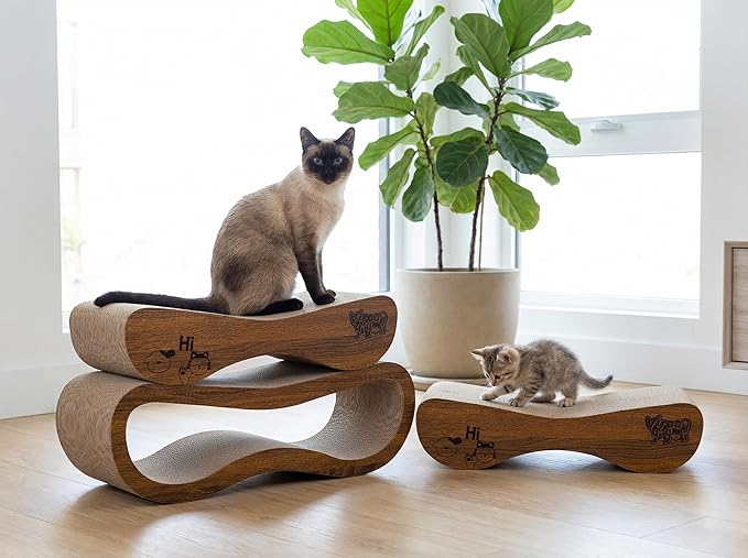 Cat Scratcher, 2 in 1 Cat Scratching Board, Cat Cardboard, Scratch Lounger for Cats as Beds & Furniture, Large, 27.44 x 9.06 x 9.06 inch
