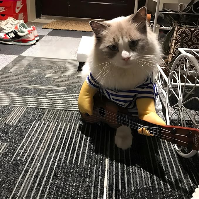 NACOCO Pet Guitar Costume Dog Costumes Cat Halloween Christmas Cosplay Party Funny Outfit Clothes (M)