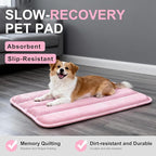 Dog Bed Mat, Reversible Dog Crate Pad with Washable Kennel Mat and Soft Foam, Flat Pet Bed for Dogs & Cats, for Crates Carriers & Travel (Pink, 28" L*16" W*1.5" Th)