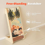 PETKARAY Art Cat Scratcher, 25.2" Sisal Scratching Ramp, L Shaped Scratch Pad for Indoor Cats, Oil Painting Cat Scratching Post