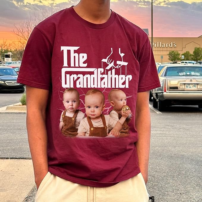 Custom Dad Shirt Personalized Picture T-Shirt for Men for New Dad Daddy Gift for Grandpa