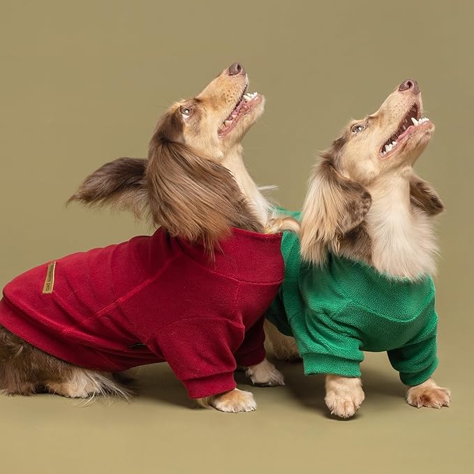 Fitwarm 3 Pack Classic Fleece Dog Sweater, Christmas Dog Winter Clothes for Small Dogs Boy Girl, Holiday Pet Apparel, Burgundy Red, Green, Navy Blue, Small