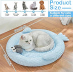 Hillban Cat Cooling Mat Fish Shaped Pet Cooling Mat for Cats or Small Dogs 24.8'' x 20.47'' Cat Cool Bed Soft and Comfortable Cool Pad Washable Non-Slip Bottom Use in Floor Bed Sofa Chair Kennel
