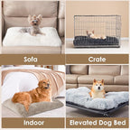 EHEYCIGA Fluffy Dog Crate Bed for Small Dogs, Plush Faux Fur Crate Pad, Calming Anti Anxiety Small Dog Bed, Washable Soft Warm Mat with Non-Slip Bottom, Taupe