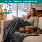 PetAmi Waterproof Dog Blanket for Queen Bed Large XL Dog Throw for Couch Cover Leakproof Furniture Protection, Sherpa Fleece, Reversible Soft Washable 90x90 Gray Gray