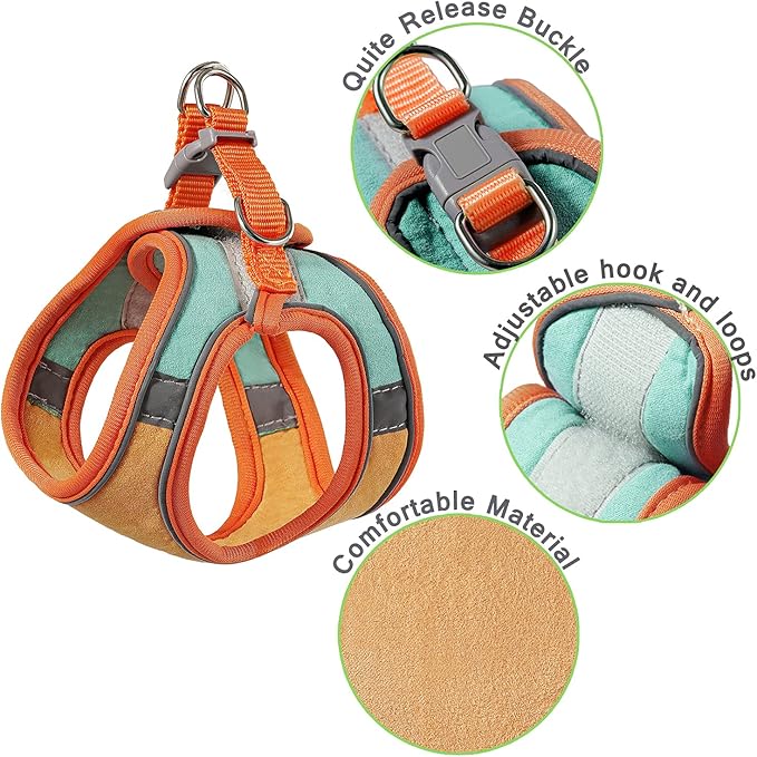 JSXD Cat Harness,Leash and Collar Set,Escape Proof Kitten Vest Harness for Walking,Easy Control Night Safe Pet Harness with Reflective Strap and Bell for Small Large Kitten,Fit for Puppy,Rabbit