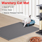 Cat Litter Box Mat: 47"x 36" Waterproof Kitty Cat Litter Trapping Mat, Easy-clean Double-layer Scatter Control Pad Rug(Grey)