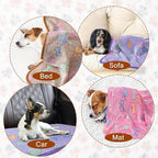 1 Pack 3 Blankets Super Soft Fluffy Premium Fleece Pet Blanket Flannel Paw Printed Throw for Dog Puppy Cat (Medium 30x20'', Purple, Pink, Brown)