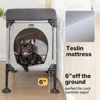 Veehoo Dog Bunk Bed, Dog Beds Attachment to Human Bed, Bedside Dogs Cot for Small, Medium Cats & Dogs, Pet Window Perch, Grey