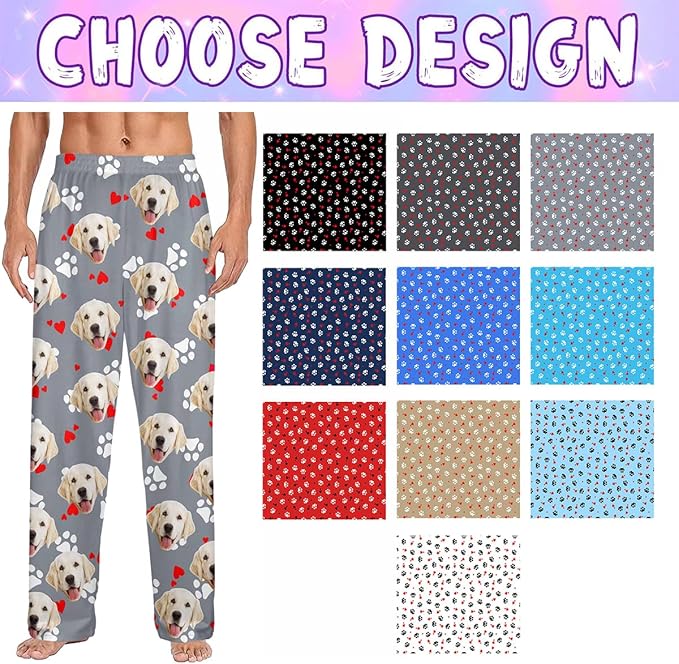 Custom Couple Pajama Pants Sock with Funny Face, Personalized PJ Anniversary Birthday Women Men Pants