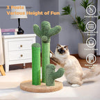 PAWZ Road Cat Scratching Post Cactus Cat Scratcher Featuring with 3 Scratching Poles and Interactive Dangling Ball -Large 27 Inches