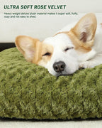 KSIIA Washable Dog Bed Comfy Dog Crate Pad Deluxe Plush Pet Bed Non-Slip Kennel Pad for Small Dogs, 23" x 18", Green